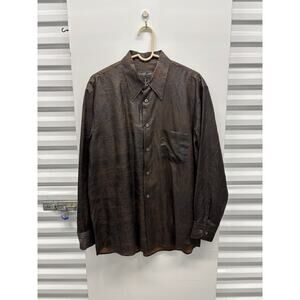 NWT Helmut Lang Crinkled Shirt Size 50/L Bronze Metallic 90s